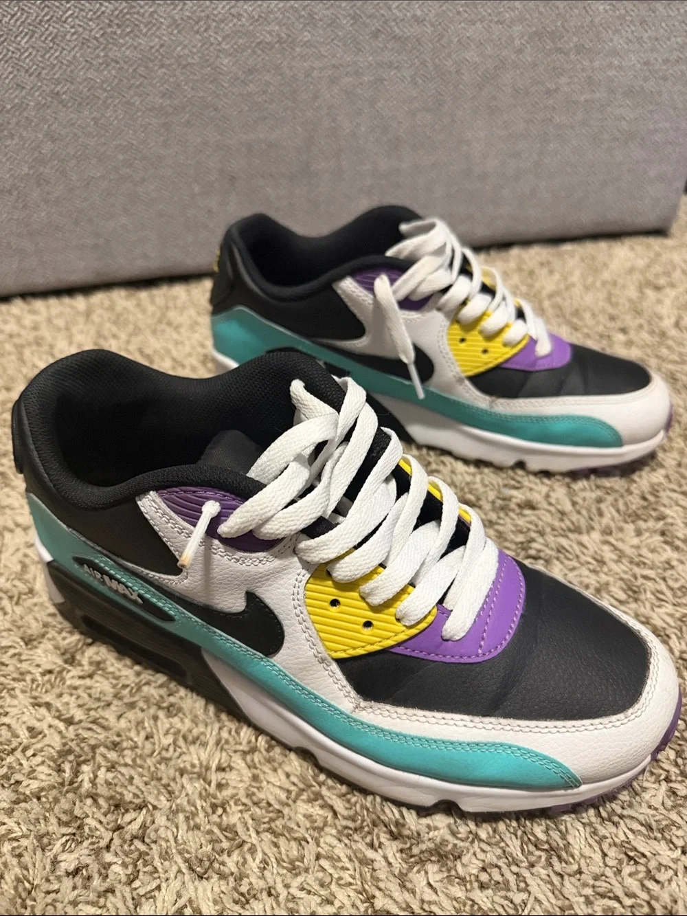 Nike Big Kids Air Max Sneakers - Teal/Black/White/Purple/Yellow